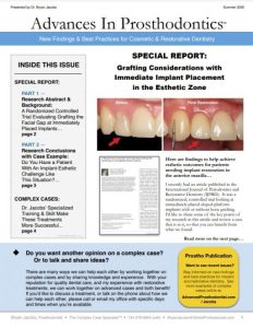 Clinical report on grafting considerations and immediate implant placement in the esthetic zone - Advances in Prosthodontics newsletter