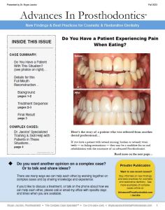 Dental treatment for patient pain when eating, before and after full mouth reconstruction photos - Avances en prostodoncia